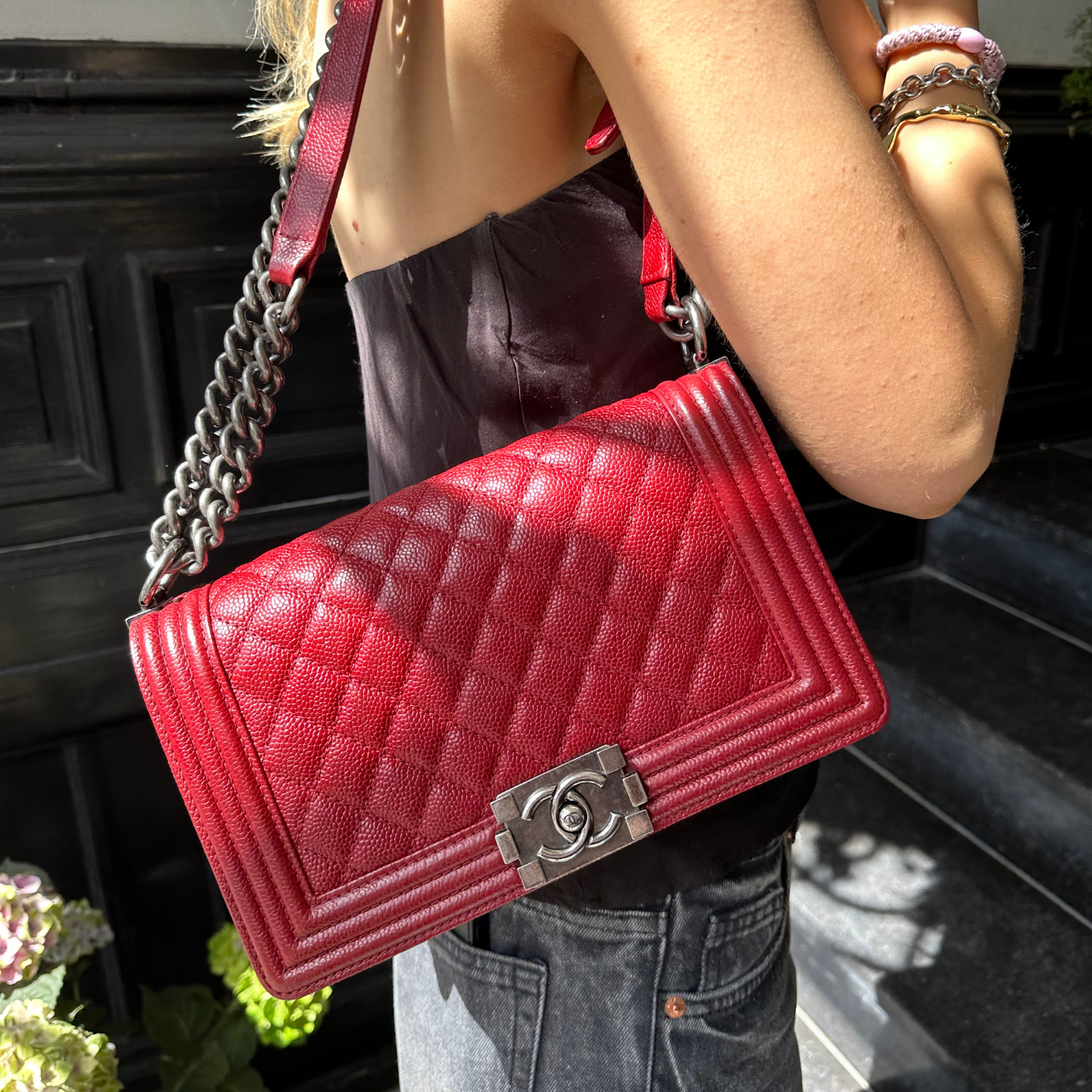 Chanel Medium Boy Red Leather