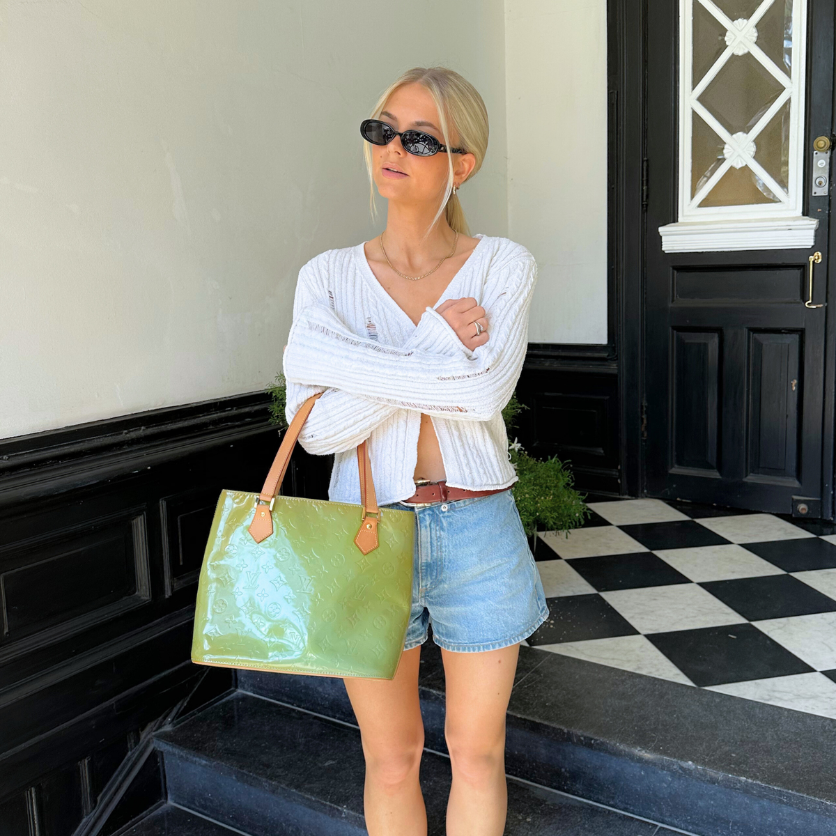 Louis Vuitton Houston Beige Vernis leather