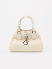 Christian Dior Hand Bag Beige Canvas