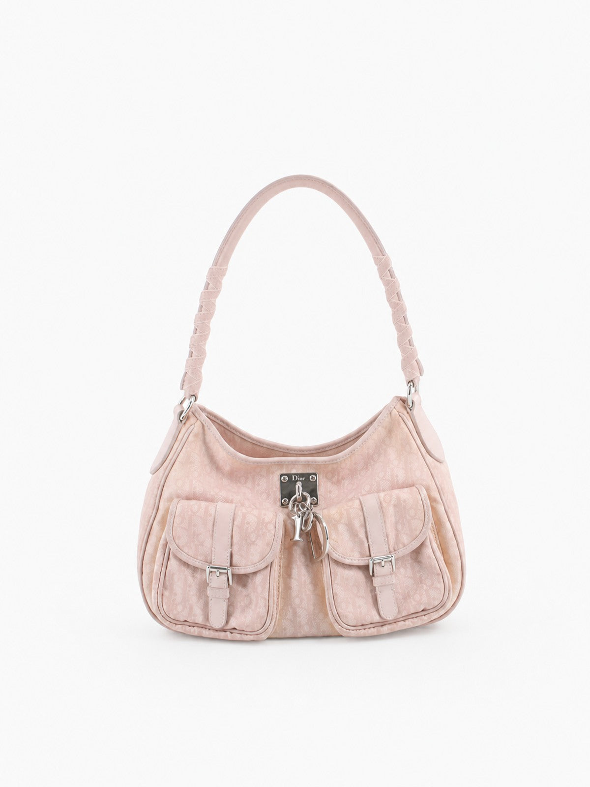 Christian Dior Shoulder Bag Pink Canvas