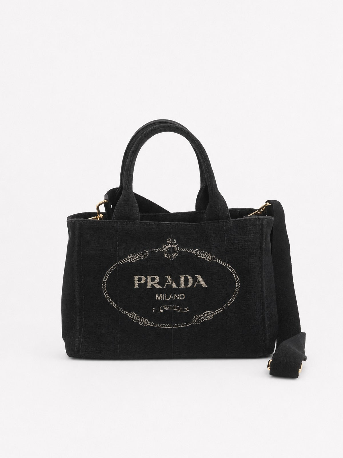 Prada Small Canapa Black Canvas