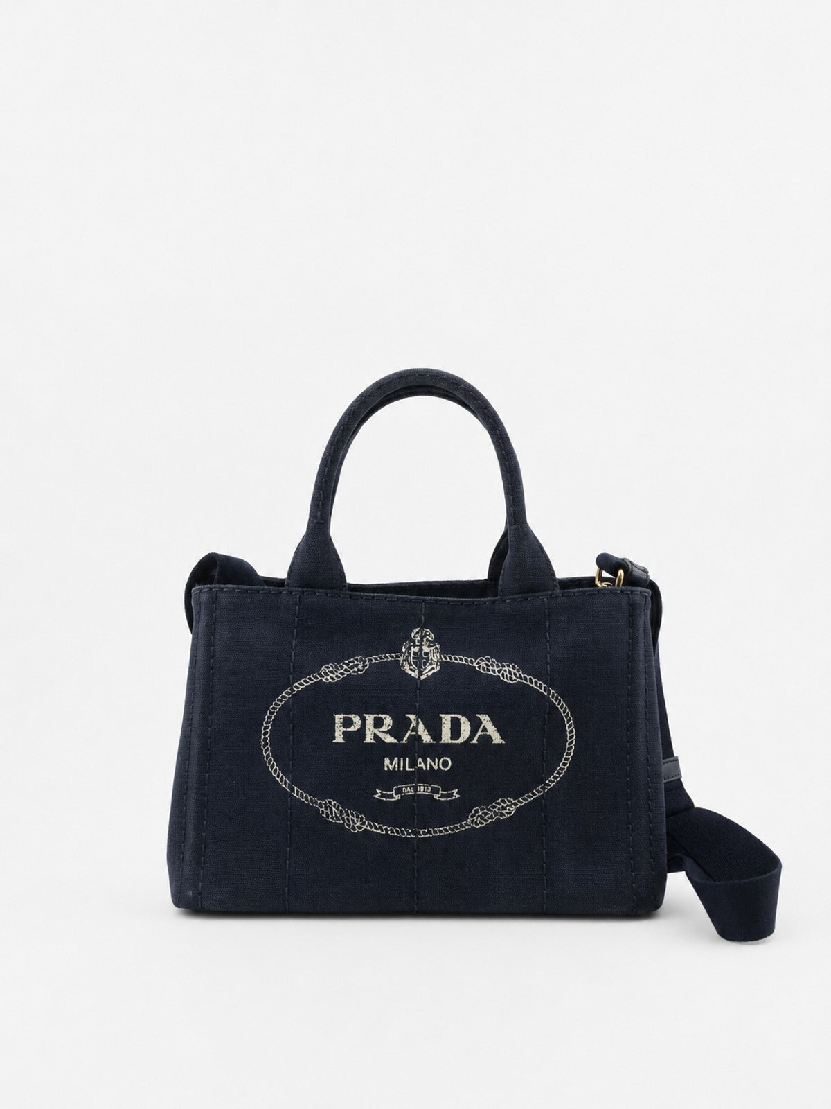 Prada Small Canapa Blue Canvas